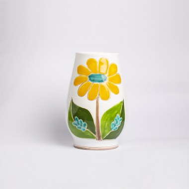 Round Vase Folk daisy Flowers VS558FK sicilian de simone pottery Round Vase Folk daisy Flowers VS558FK sicilian de simone pottery
